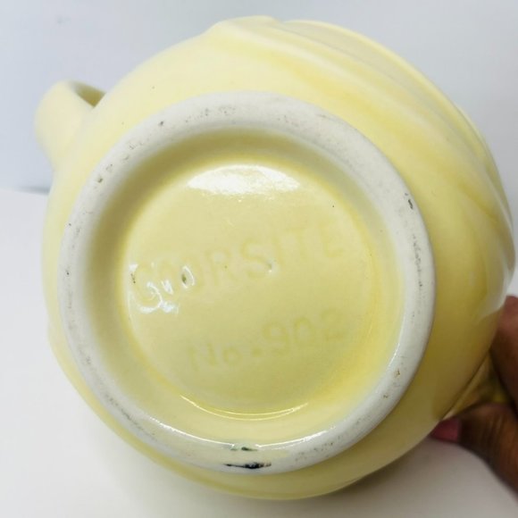 Vintage Coorsite  TeaPot Lid # 902 Pale Yellow 16oz. Glaze Art Deco Shape Swirls - Picture 10 of 13